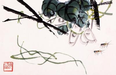 齐白石《花鸟图》(木版水印)