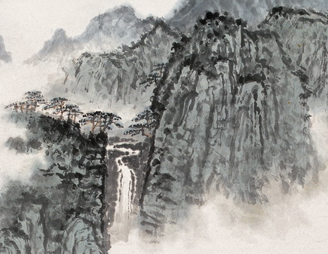 钱松嵒 《万山积翠》 局部图