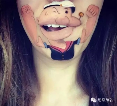 艺术家在嘴巴上画出知名卡通形象（组图）