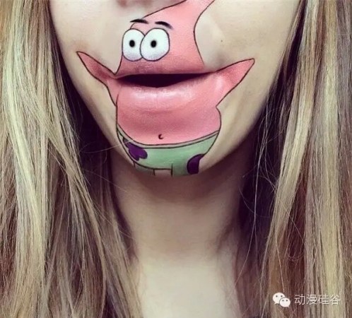 艺术家在嘴巴上画出知名卡通形象（组图）