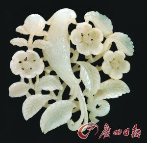 宋代花鸟玉雕宛若工笔小品