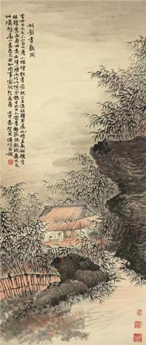 Lot 560贺天健(1891-1977) 竹影书声图