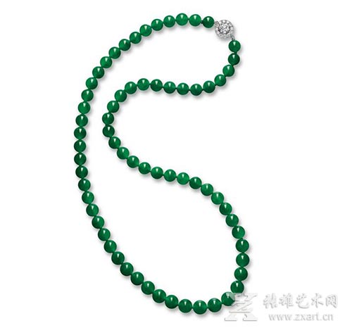 天然翡翠珠配钻石项链