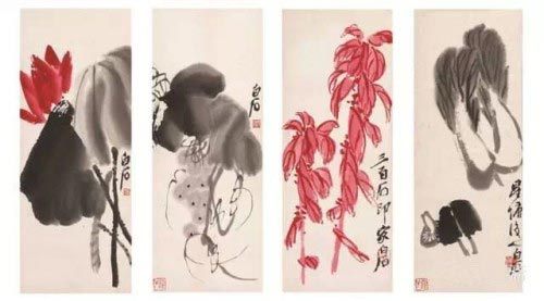 《花卉四屏》