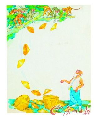   万籁鸣 《猴子捞月》连环画原稿
