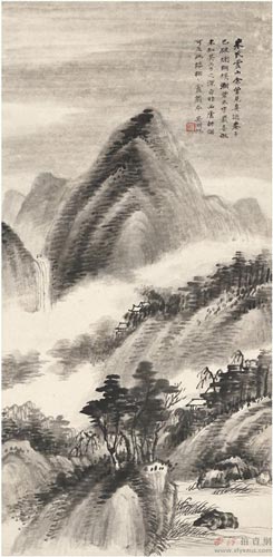 吴湖帆  临米氏云山图