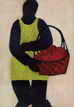 贺慕群 《卖水果》 布面 油画  116.4×81.6cm