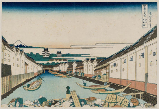    《富岳三十六景?江户日本桥》，葛饰北斋，1830年-1831年   