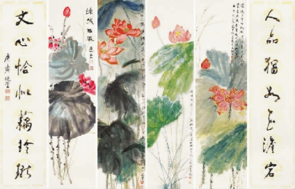   展览作品显现出饶宗颐绘画与书法创作互为融通的传统涵养