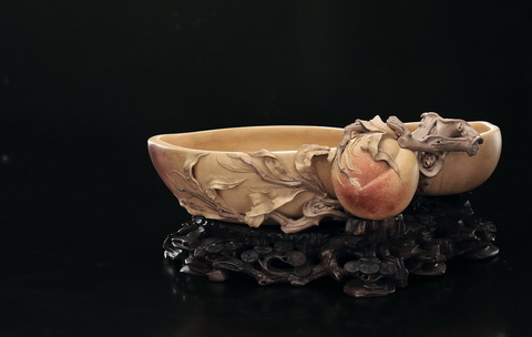 清康雍 紫砂大三桃洗 41.5 cm long
