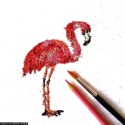 拼凑铅笔屑变艺术作品