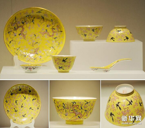 清代同治皇帝婚礼餐具正在辽宁省博物馆展出