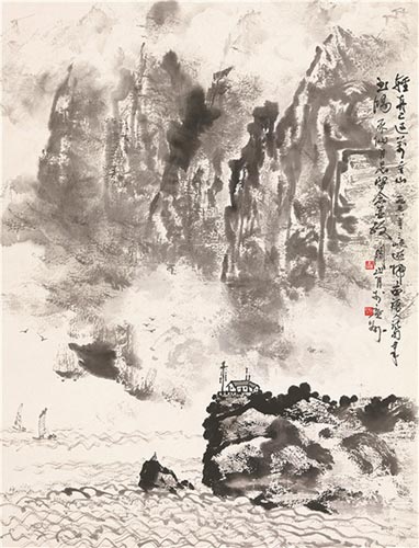 关山月(1912-2000) 轻舟已过万重山