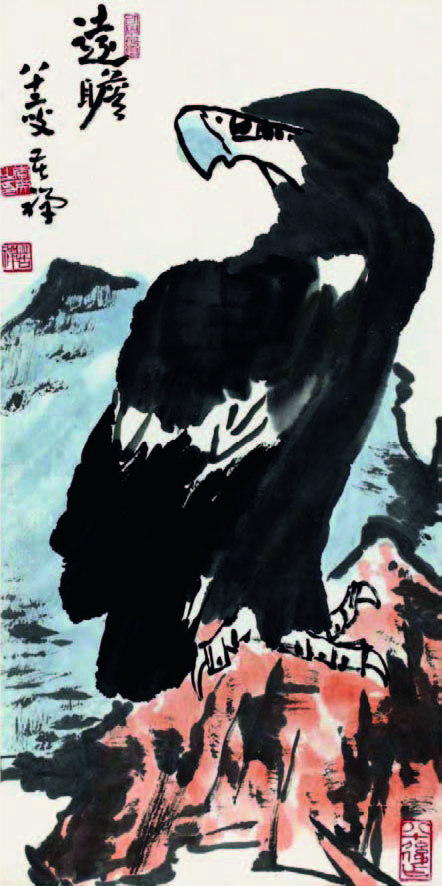   李苦禅《远瞻》68cm×34cm