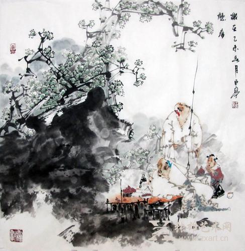 王巨亭作品 《听春》 68X68