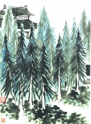 《山水十二条屏》局部 《山水十二条屏》局部