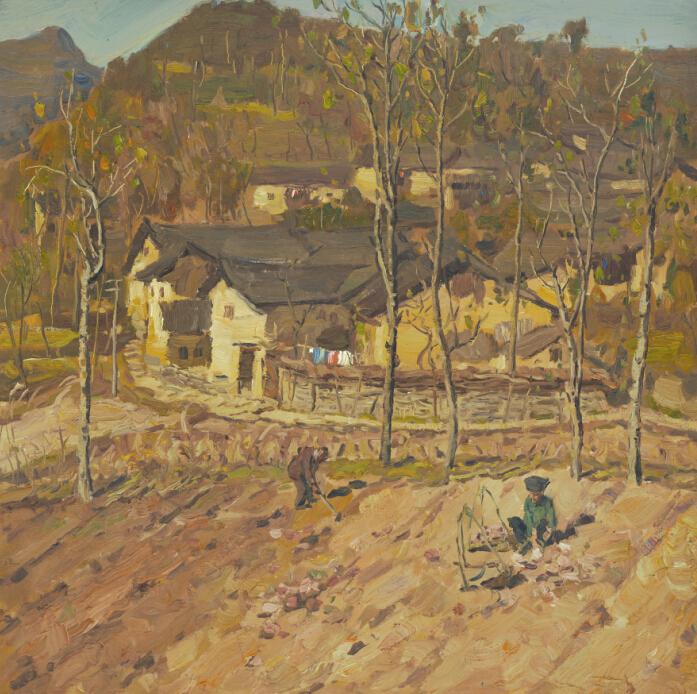 图注：凉灯的秋 布面油画 80cmX80cm  2012
