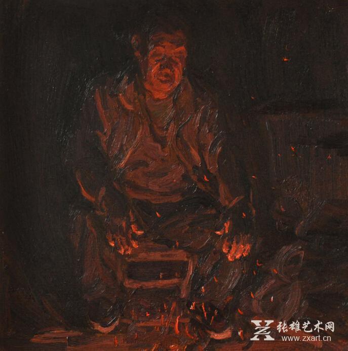 图注：孤独的冬夜   40cmX40cm   布面油画   2015