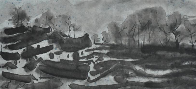 图注：春暮 水墨 26cmX58cm 2015