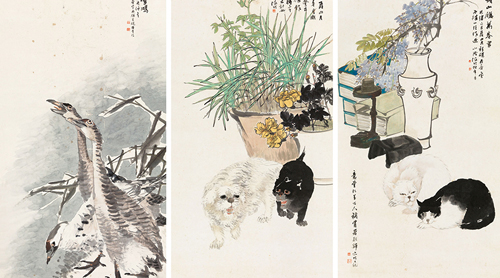 任伯年  花鸟三屏  成交价：1265万元