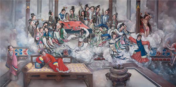   孙大莉 梦游太虚 298cmx153cm 亚麻油色 20130