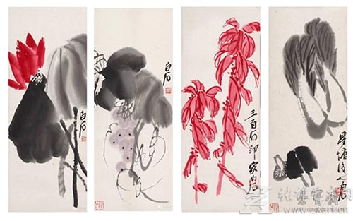  齐白石《蔬卉四屏》以920万元成交