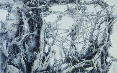   曾小俊 《野逸天屏2015》 136×216厘米 水墨设色纸本 2015年