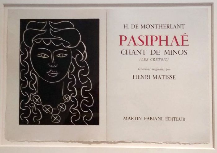   亨利·马蒂斯为亨利·德·蒙泰朗的作品《Pasiphaé》所作的卷首插图，油毡浮雕图案（1944）
