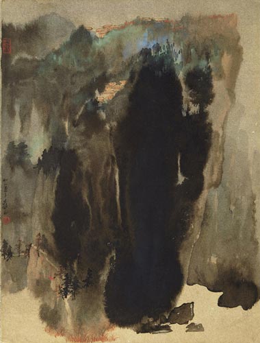 张大千「秋山萧寺」（1965年）