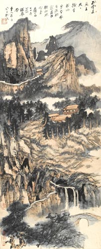 张大千「云天楼阁图」（1972年）