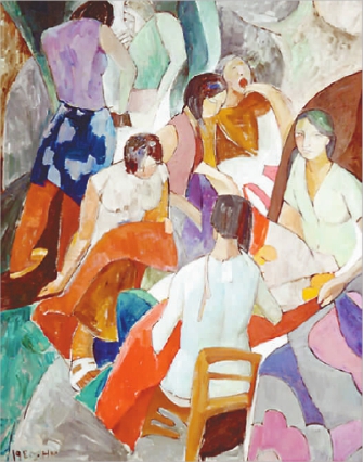   展览作品《街道生产组的补绣女工》  黄锐