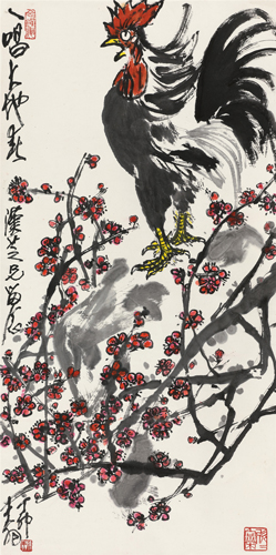 陈大羽 一唱大地春 设色纸本 立轴 136×67.5cm