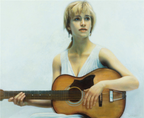 陈逸飞吉他手 油彩画布 60×73cm