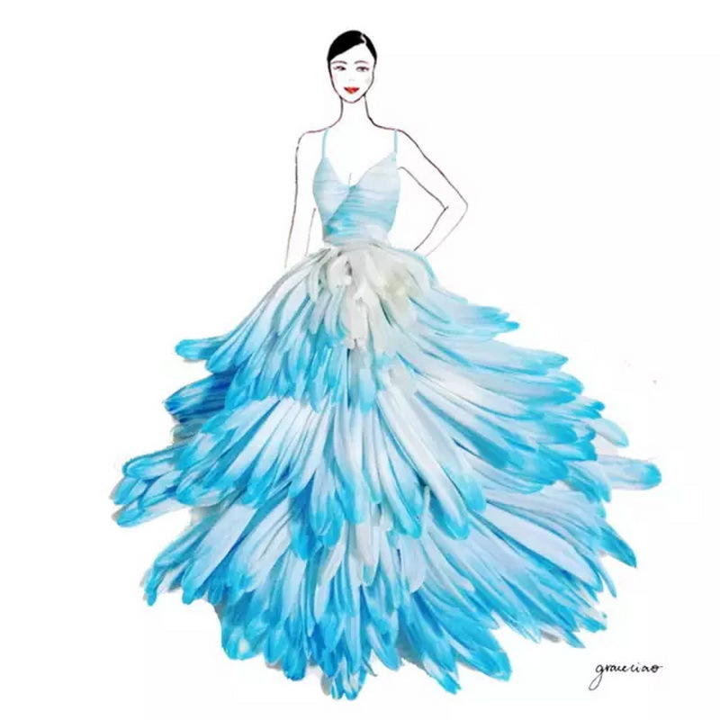 插画欣赏：花瓣礼服惊艳时光