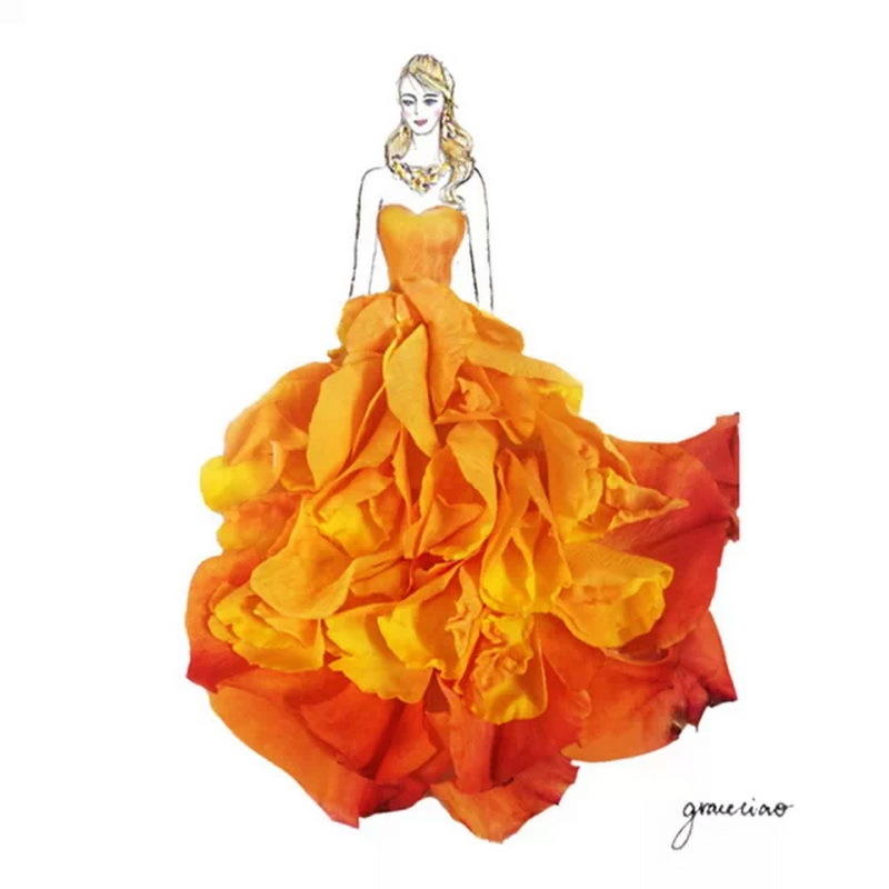 插画欣赏：花瓣礼服惊艳时光
