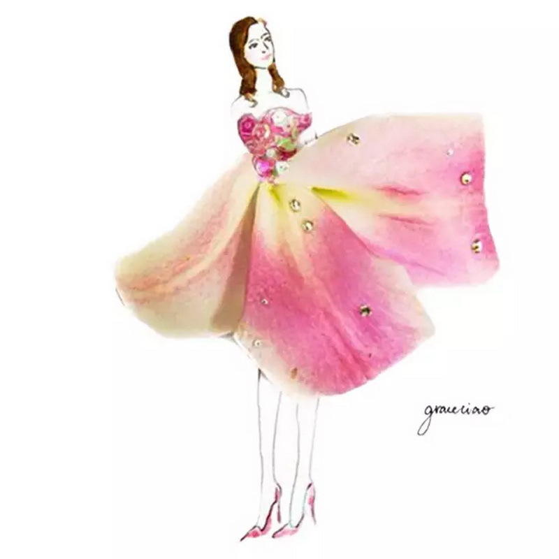 插画欣赏：花瓣礼服惊艳时光