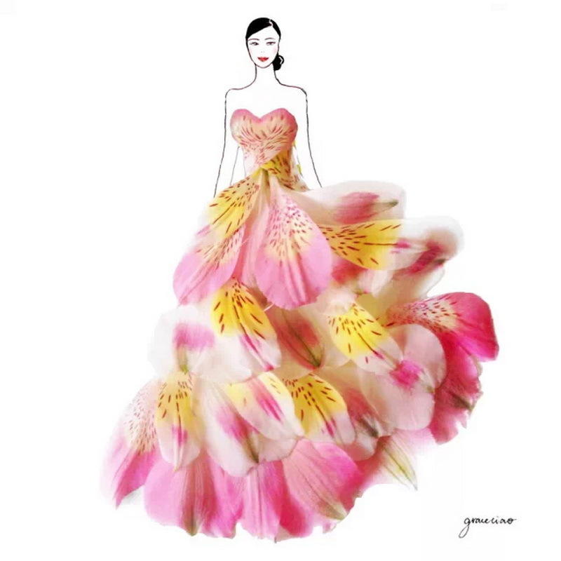 插画欣赏：花瓣礼服惊艳时光
