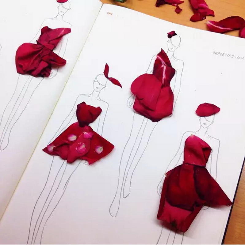 插画欣赏：花瓣礼服惊艳时光