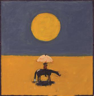93岁高龄的华盛顿画家Gaylen Hansen作品《太阳底下骑马的Kernal》（Kernalon Horse back under Sun）