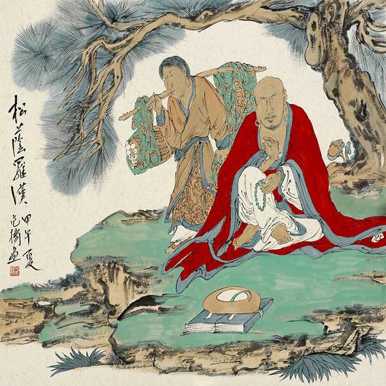  范扬 松荫罗汉 50cm x 50cm 纸本设色 2014年  