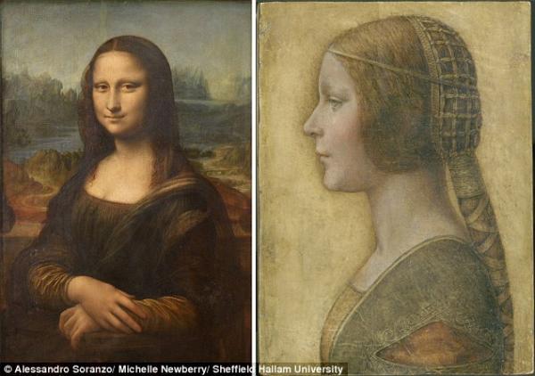 《蒙娜丽莎》（左图）的另一幅达·芬奇作品《美丽公主》（右图）