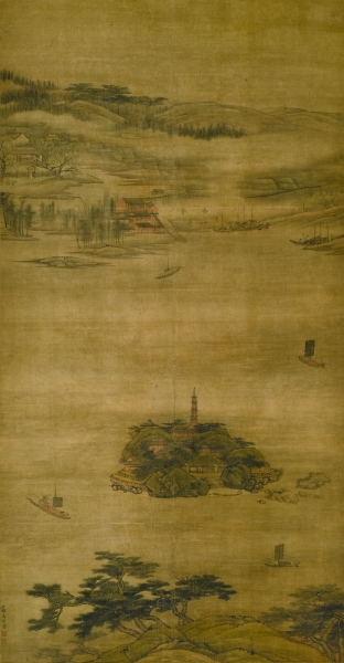 金山寺图（国画） 高岑
