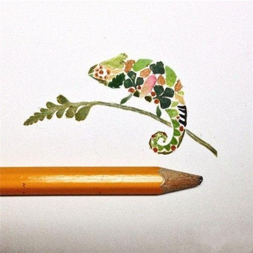 植物树叶拼制成的动植物插画华美如锦缎刺绣