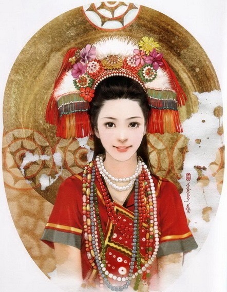 “东方画姬”德珍笔下中国56个民族的美女