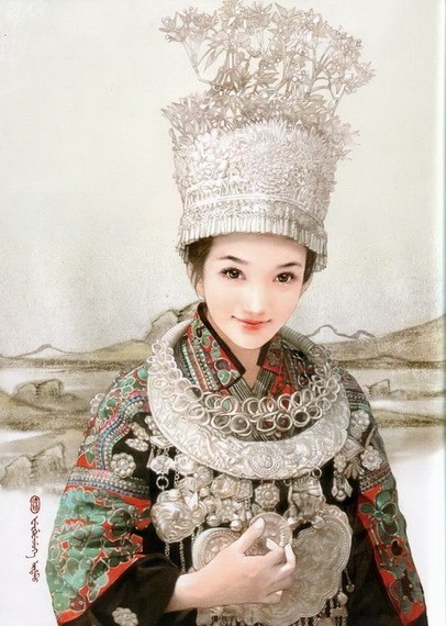 “东方画姬”德珍笔下中国56个民族的美女