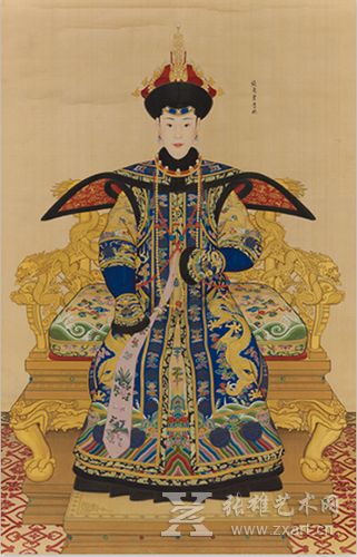 清乾隆 郎世宁等作《纯惠皇贵妃朝服像》