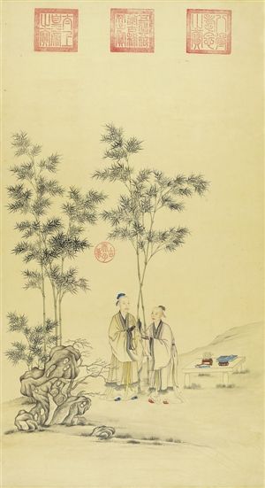 朗世宁的《纸本平安春信图》。
