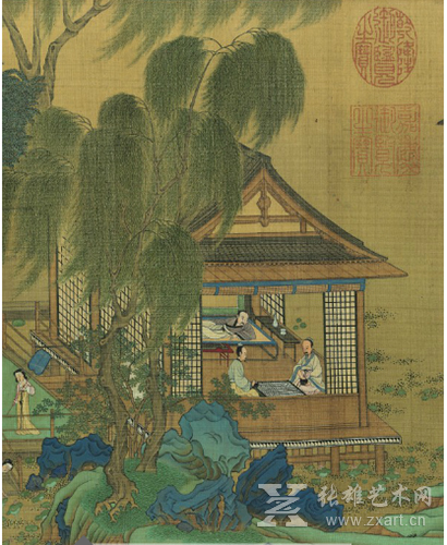 明仇英（传）《蓬莱仙奕图》（局部）