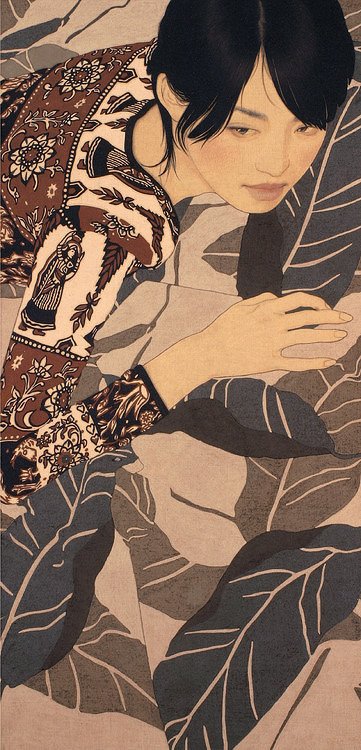 日本画家池永康晟用古法描绘出的美女图