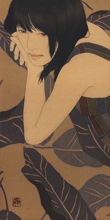 日本画家池永康晟用古法描绘出的美女图